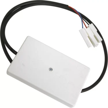 The La Nuova Era CuadSensor Probe/Sensor is a rectangular white electronic component with a central screw, connected to black cables terminating in white plastic connectors that reveal red, blue, and black wires. &copy; 2025 1st-line.com
