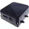 A black rectangular plastic Elektra 03219034 Control Box Assembly - 230V with flanged mounting tabs, a side slot, and a circular hole, shown on a white background. © 2025 1st-line.com