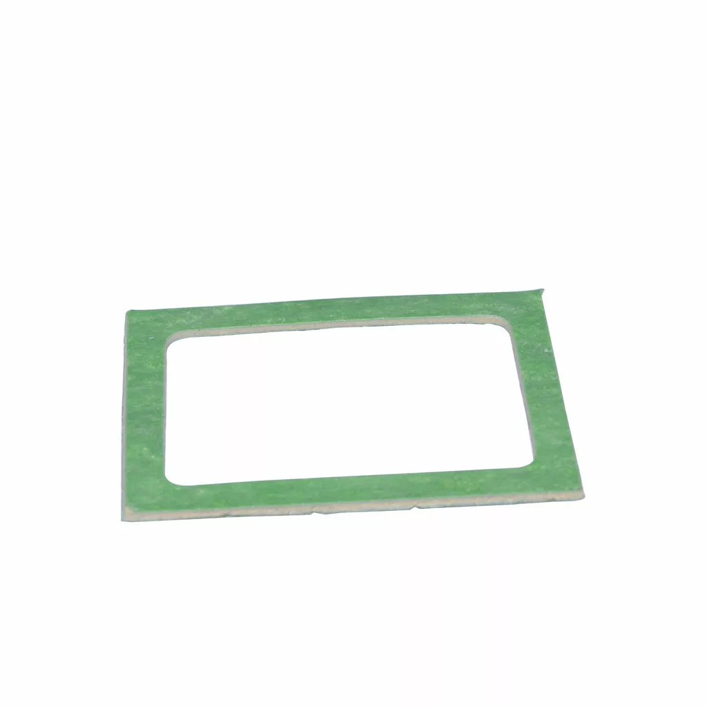 A rectangular green Elektra 01012035 gasket with a large central cutout, designed for use between the doser and grinder on MS and MSC grinders, shown on a white background. © 2025 1st-line.com