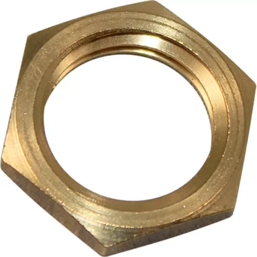 The Elektra 00951014 Lock Nut is a brass hexagonal nut with a threaded inner ring, displayed against a white background. © 2025 1st-line.com