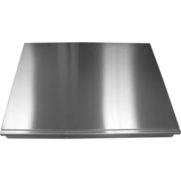 A flat, rectangular stainless steel panel with a smooth, reflective surface—designed for the Ascaso I.2260 2 Drawer Base—photographed against a white background. © 2025 1st-line.com