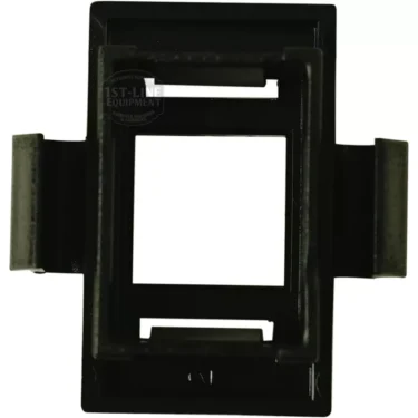 The GI.801 SWITCH ADAPTOR is a rectangular black plastic piece with an open center and two side clips, shown from above on a white background. © 2025 1st-line.com