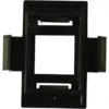 The GI.801 SWITCH ADAPTOR is a rectangular black plastic piece with an open center and two side clips, shown from above on a white background. © 2025 1st-line.com
