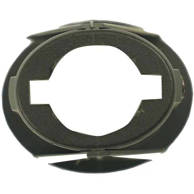 Close-up view of the Lelit MC131 Chromed Oval Switch Support, a round, dark green component with a large central oval hole and two rectangular cutouts on either side. © 2025 1st-line.com