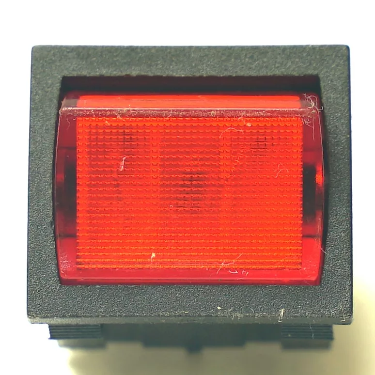 A close-up of the V.4348 GREEN ROCKER SWITCH, featuring a rectangular green actuator and black plastic frame, displayed on a white background. © 2025 1st-line.com