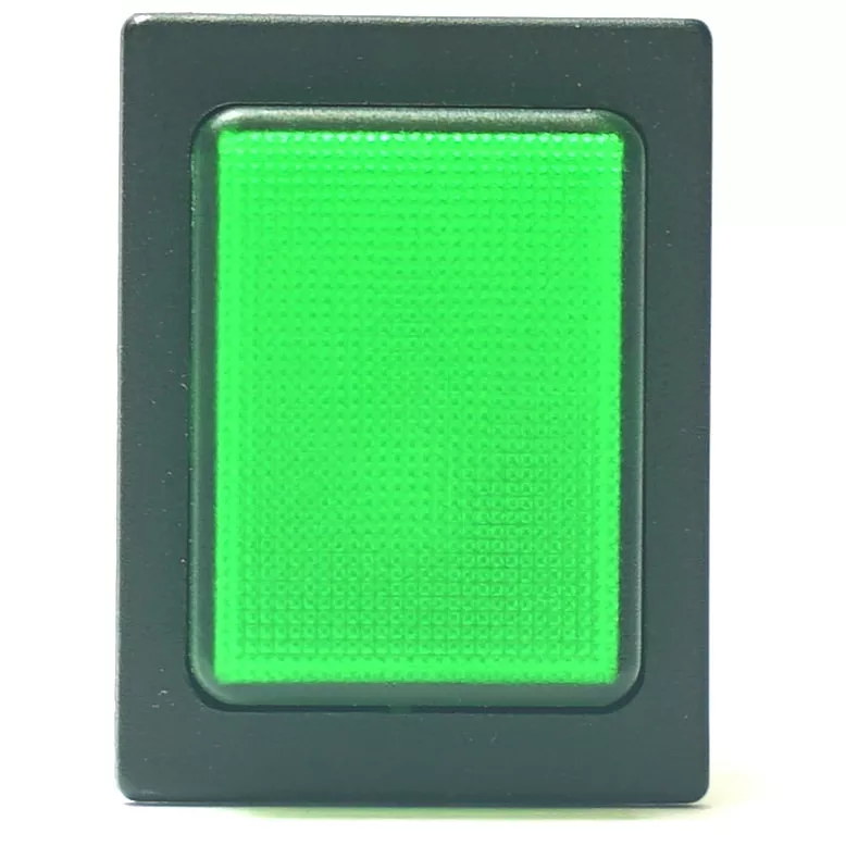 The V.4284 GREEN PUSH-BUTTON features a textured green rectangular button set in a black plastic frame, displayed front-facing against a white background. © 2025 1st-line.com