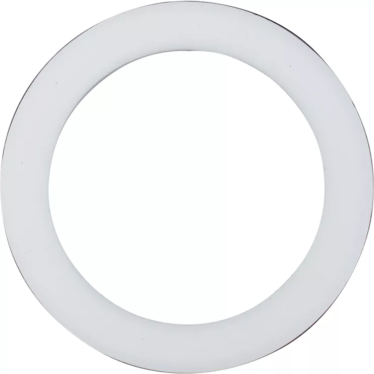 A round white LED ceiling light panel with a slim frame is shown from above next to an Elektra 06668035 Heating Element Gasket, both set against a plain white background. © 2025 1st-line.com