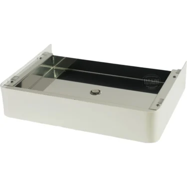 The Lelit 1000257 White Drip Tray Assembly - Bianca pairs perfectly with a rectangular stainless steel knock box featuring a flat base, raised sides, and central bar—an ideal Espresso prep accessory. © 2025 1st-line.com