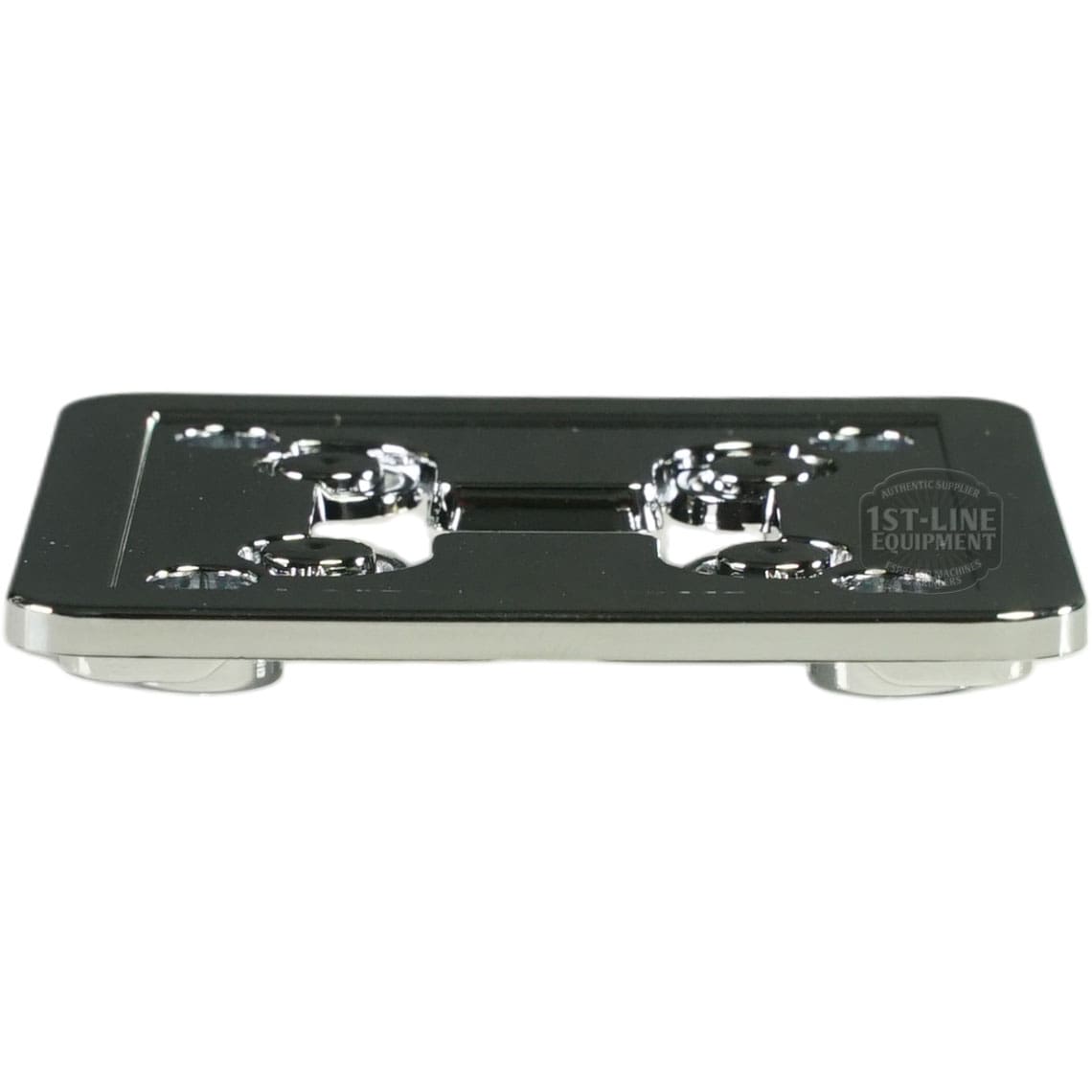 A shiny, rectangular Bellezza BE.001.018 Version 1 Display Cover with a raised center section and multiple indents, shown from a low side angle. © 2025 1st-line.com