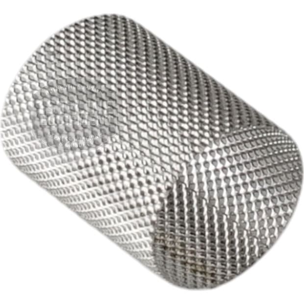A cylindrical Lelit 1000185-F Gicleur Filter for E61 Grouphead Internal Pressure Profile Kit is shown on a white background, featuring a fine, uniform metal mesh with small perforations throughout.