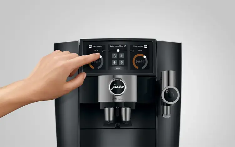 Jura J10 Twin Super Automatic Espresso Machine in Diamond Black Panoramic menu