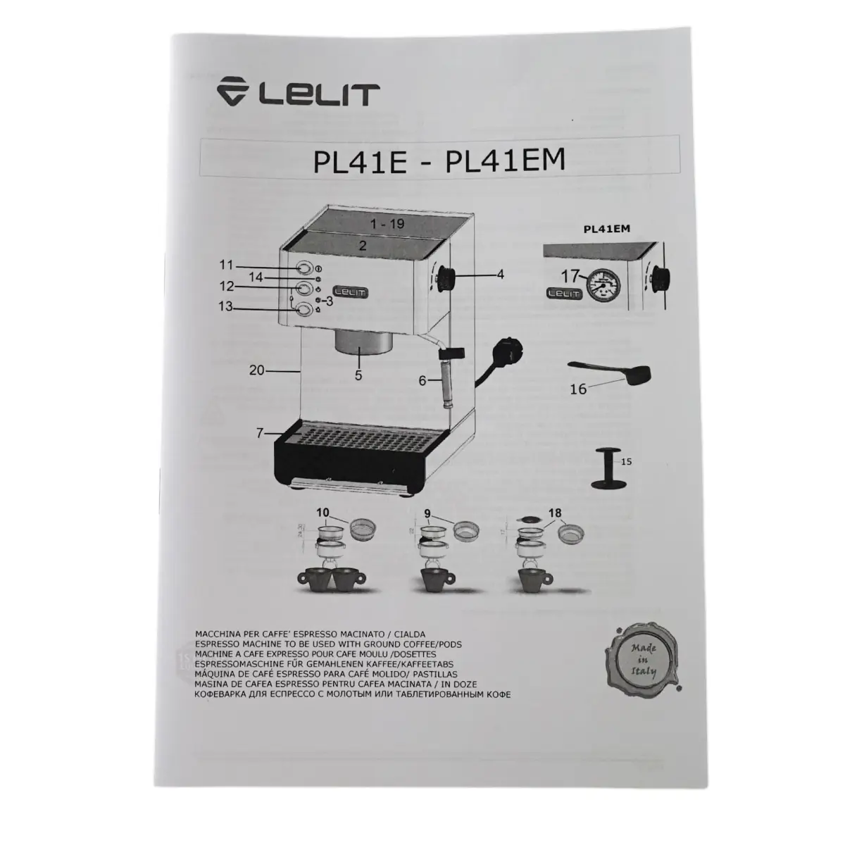Lelit MC174 Anna PL41E PL41EM User Manual