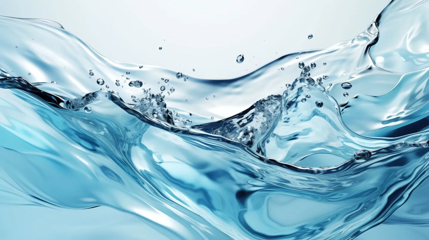 water sloshing with air bubble and water droplets