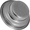 A close-up of the Orchestrale 1 Cup Filter Basket/Cup - Nota- 9G, a metal basket with fine mesh for holding coffee grounds during espresso brewing. © 2025 1st-line.com