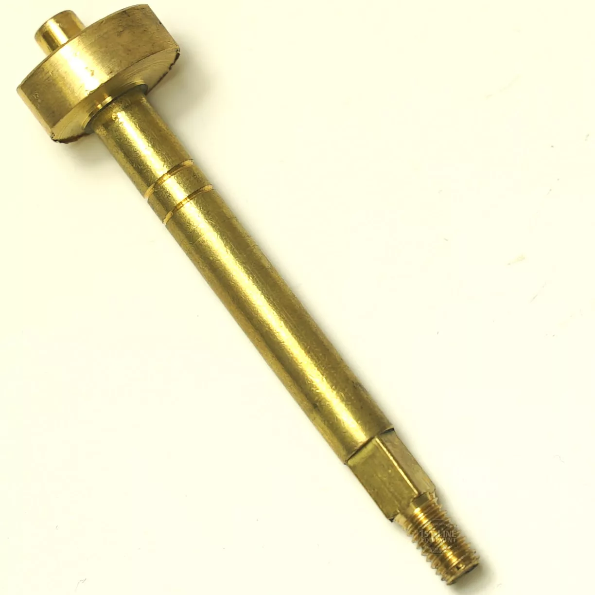 The VBM.85 LEVER ROD is a brass component with a round flat head on one end and a threaded tip on the other, displayed against a plain light background. © 2025 1st-line.com
