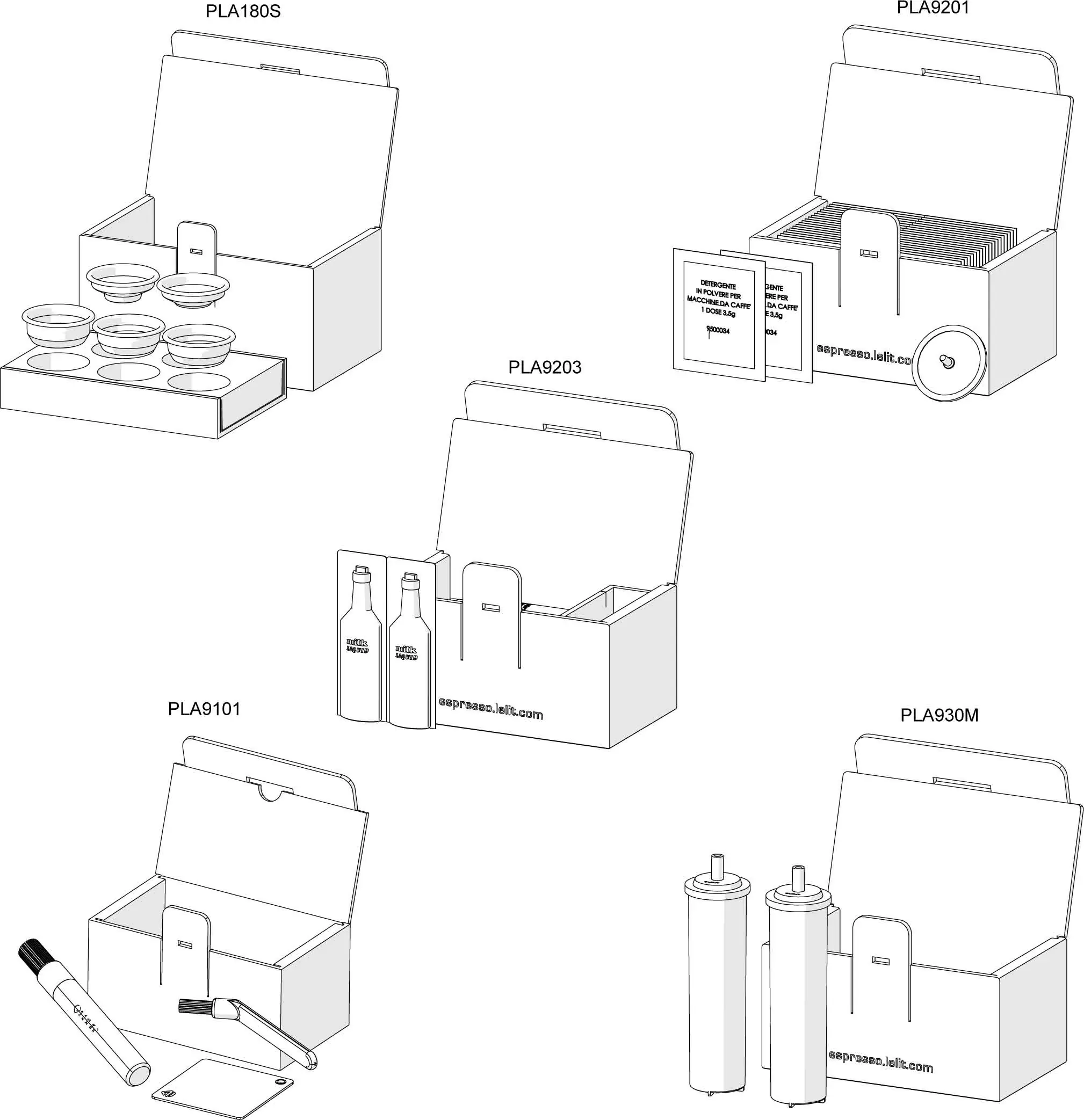 Five labeled kits shown in open boxes, each containing various lab items such as bottles, petri dishes, swabs, wipes, tubes, and discs, with express-labs.com printed on the side of each kit—arranged as neatly as a Parts Diagram. 2025 1st-line.com