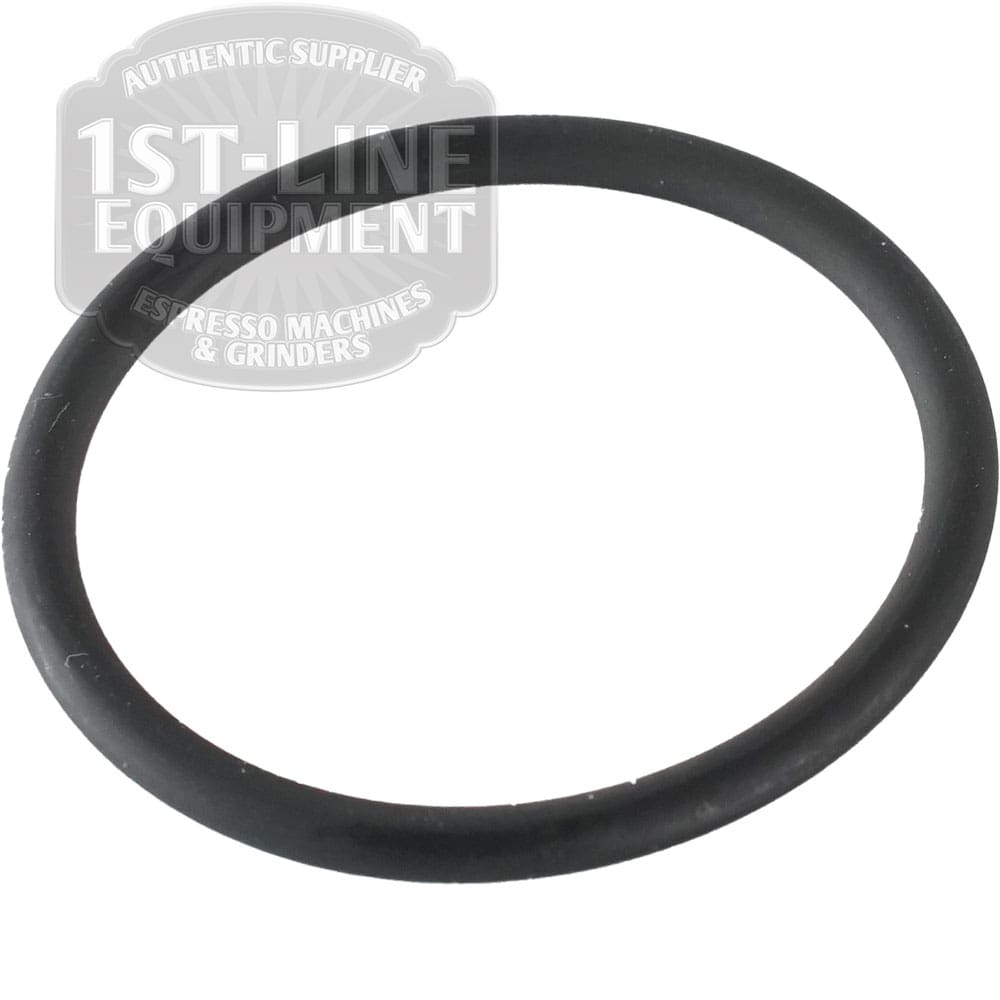 The ACS VOS0121 Piston Gasket, made of black rubber, is displayed on a white background with the 1st-Line Equipment Espresso Machines & Grinders logo in the top left corner.