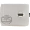 The Torre RACCS004 Tank Connection Female Fitting is a white cylindrical plastic part with a side hole containing a small metal screw, used in espresso machines and grinders. It features the 1st-Line Equipment watermark on the left side.