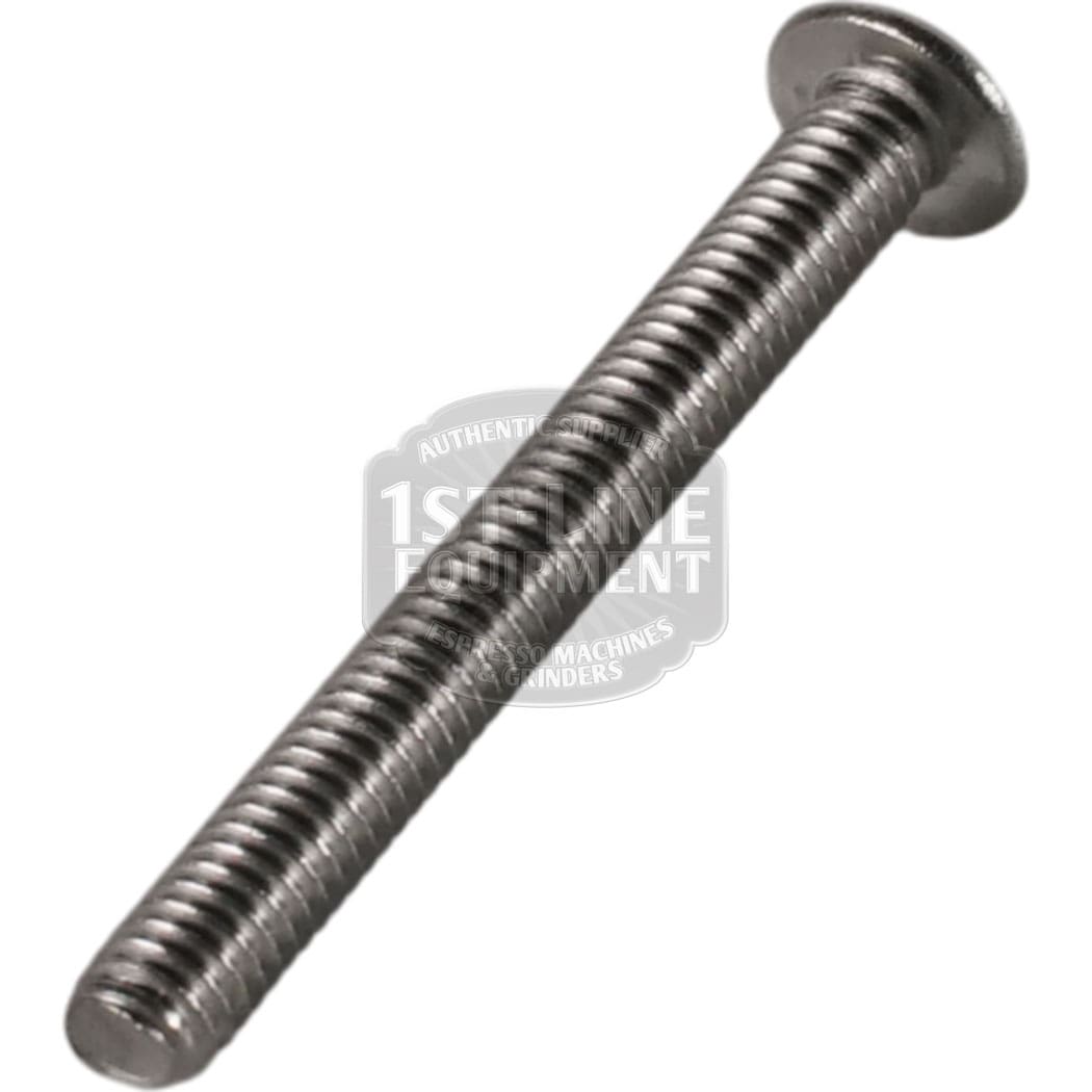 A single Torre (VITE4010) Alfredo Side Body Screw TBEI M4x35, featuring a round flat head and threaded silver metal body, is displayed on a white background.