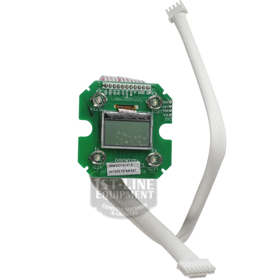 A compact green Bellezza 01.07728 Bellona Version 2 Display Board with a digital screen and white ribbon cable is shown vertically against a white background.