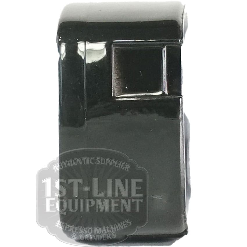 Glossy black plastic part with a rectangular cutout, viewed at an angle. A partial "1st-Line Equipment" watermark appears below—possibly the Carimali (37.05209.L1) Square Key Selection Button.